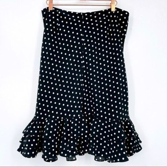 Evan Picón vintage knee length black skirt 12 BoxB white polka dots - Picture 4 of 4